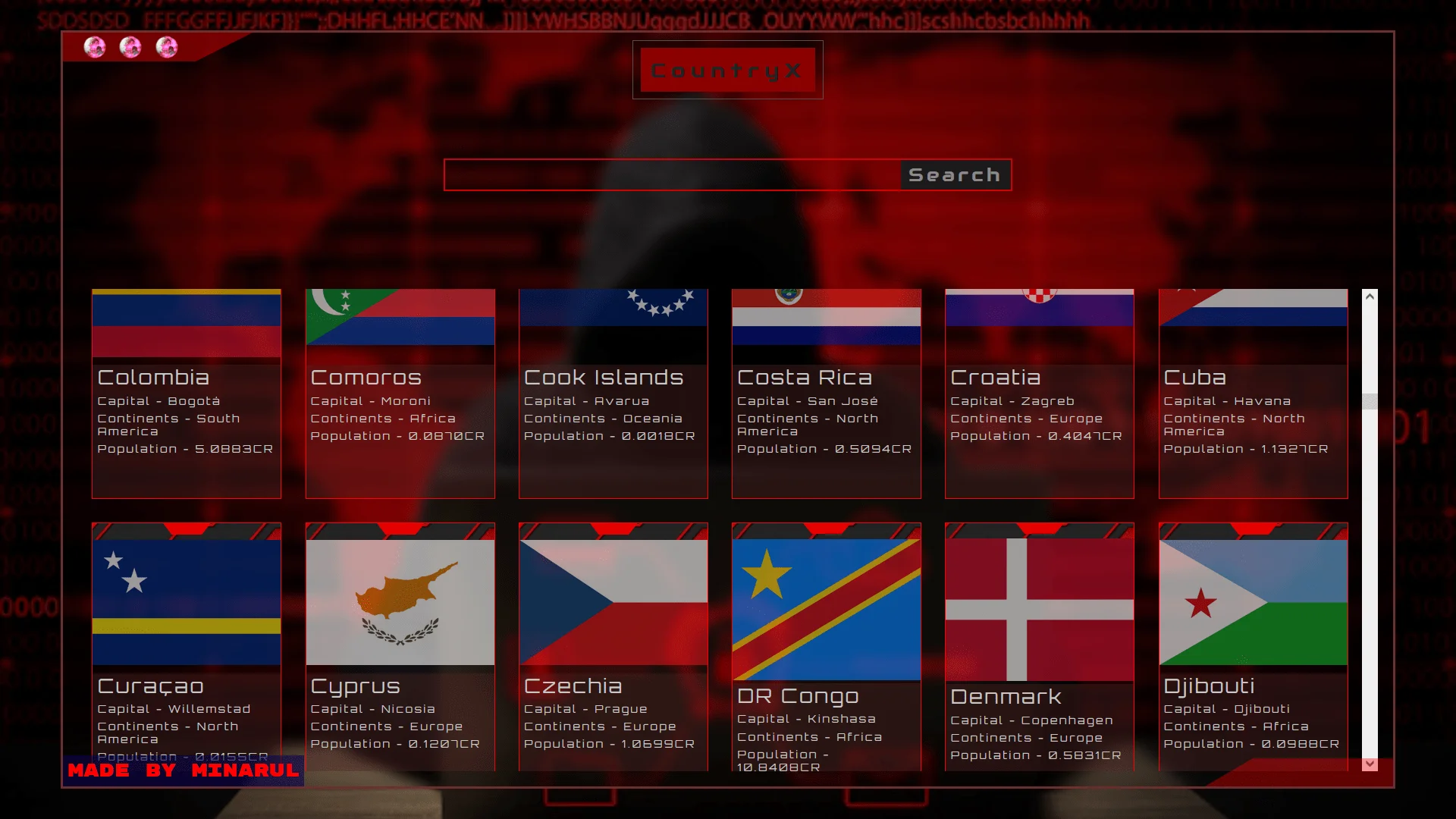 CountryX world explorer