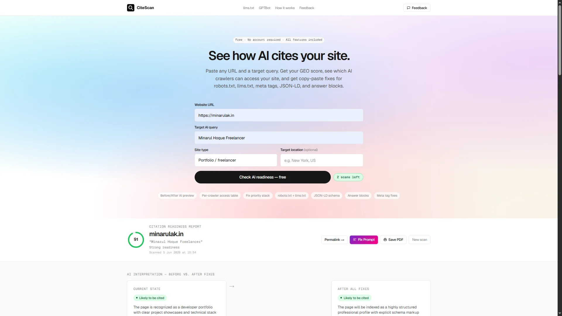 GEOCheck — Free GEO Checker and AI Search Visibility Tool